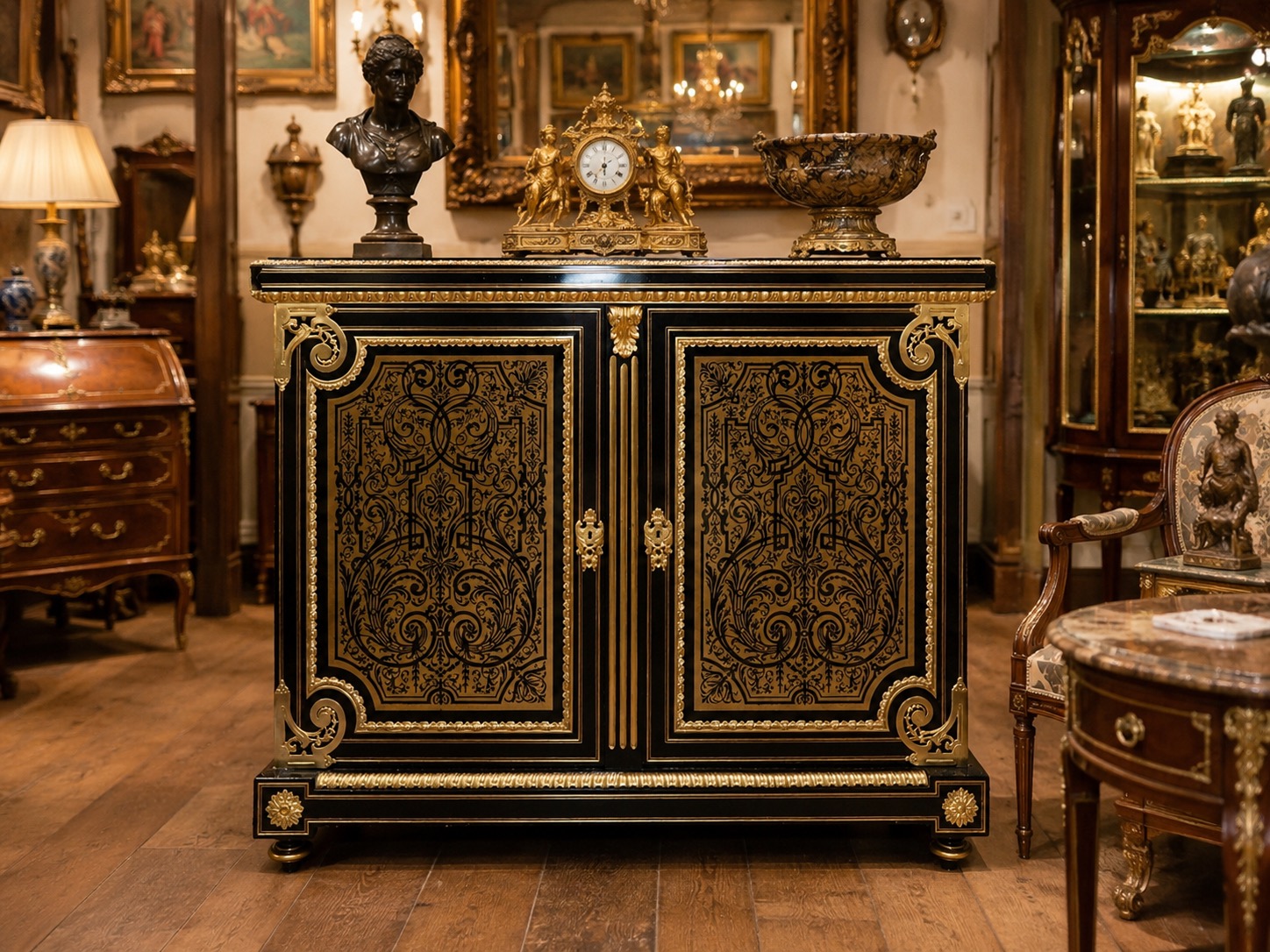 Meuble appui marqueterie Boulle - La Maison des Antiquaires à Pau